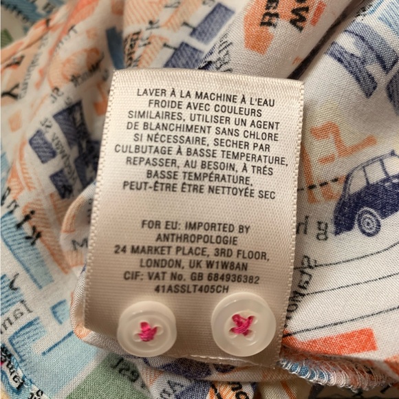 Maeve Anthropologie London Map Button-down Shirt with pockets, size 8/M - Picture 7 of 8